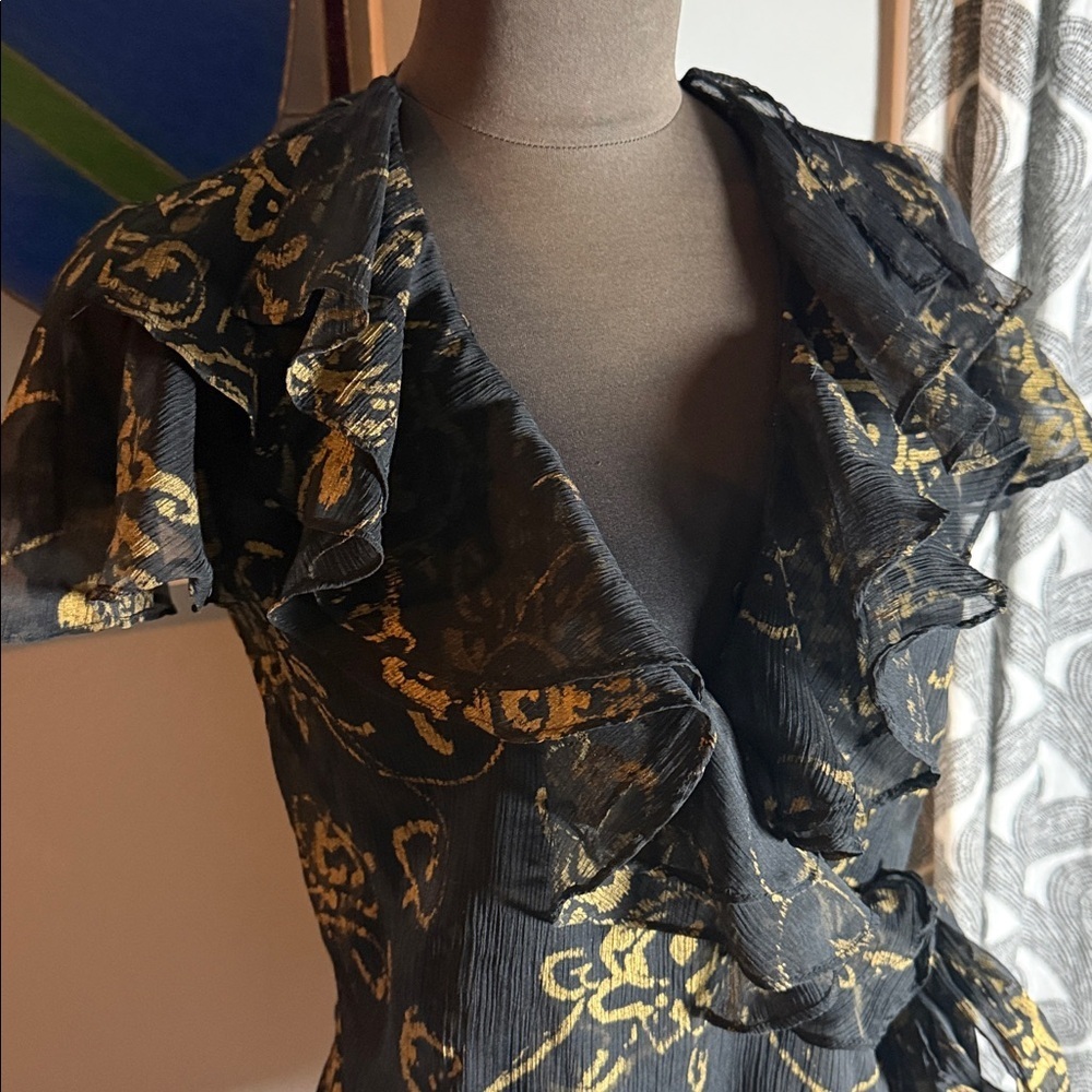 Lauren Ralph Lauren Sheer Ruffled Wrap Blouse SZ 4P - Picture 2 of 8